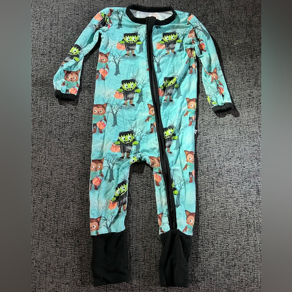 Birdie Bean Bamboo Halloween Monster Footie